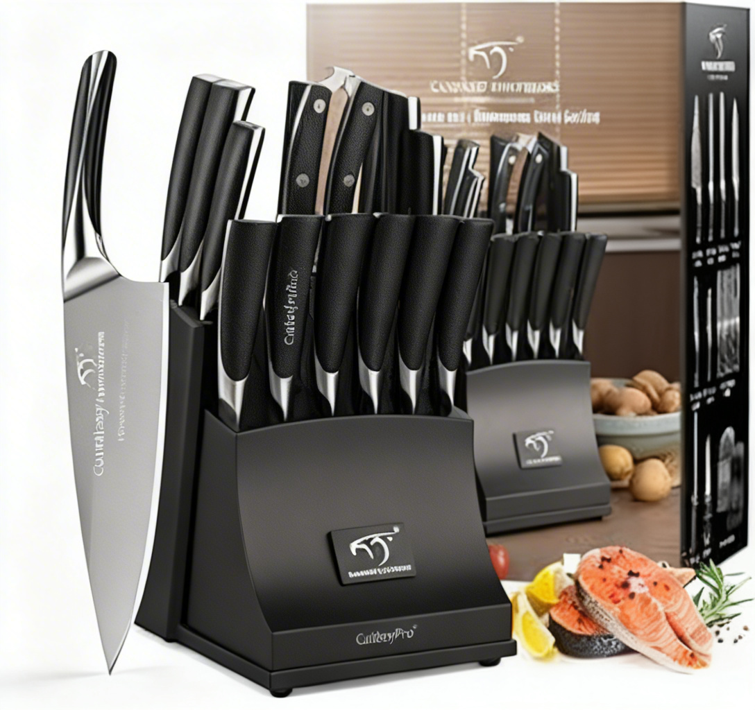 CutleryPro® BladeBard Steak Knife Set with Wooden Throne – Turn Every Steak Night Into a Legendary Feast with Effortless, Clean Slicing!